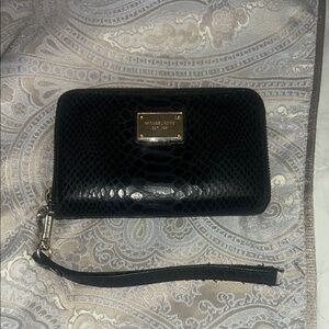 Michael Kors Black Textured Wristlet
